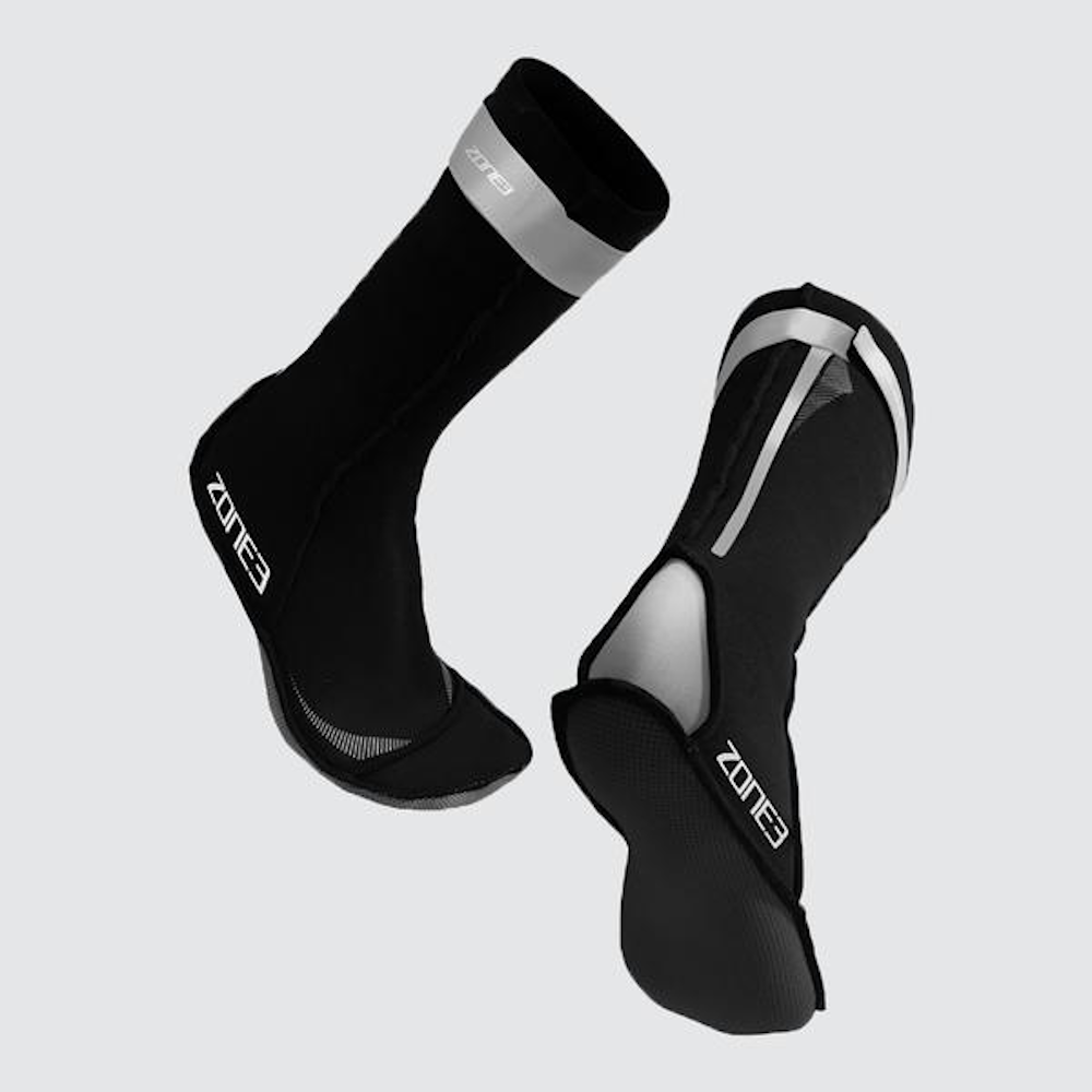 Neoprene-Swim-Socks-Black-Sliver-Front